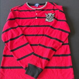 Polo by Ralph Lauren Red and Black Striped Henley